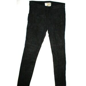 New Designer 8 Womens 44 Vintage De Luxe Leather Suede Pants Skinny Black Italy